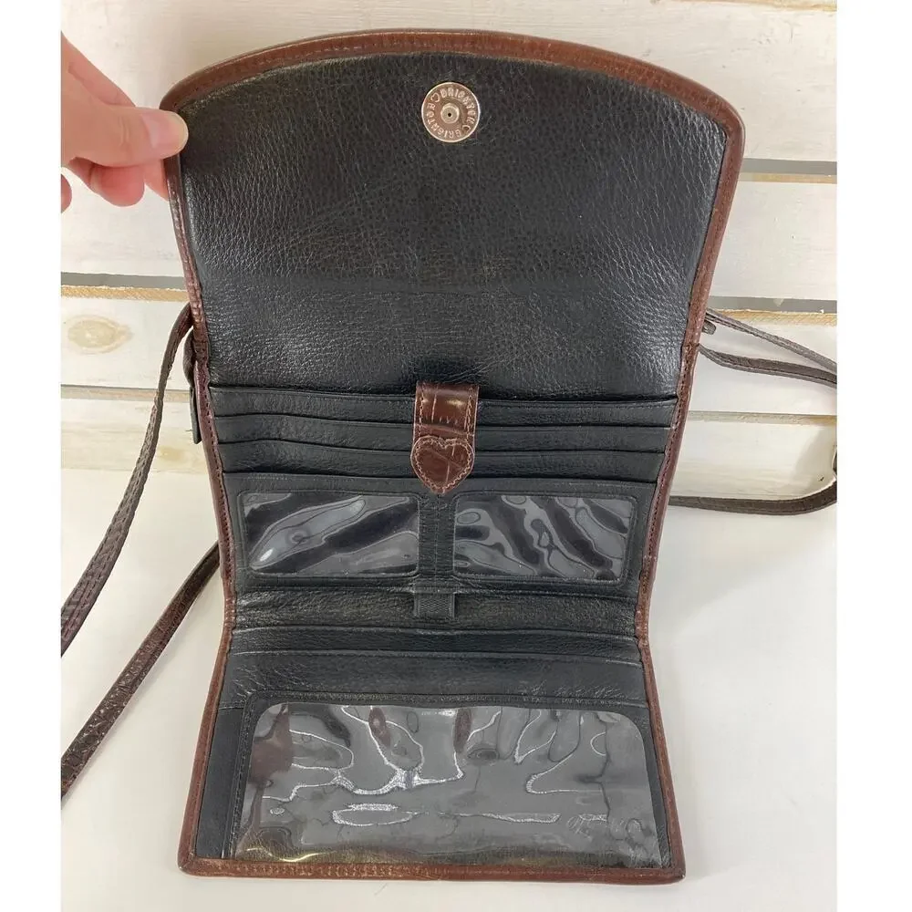 BRIGHTON SMALL BROWN ANIMAL PRINT CROSSBODY BAG WITH POCKETS